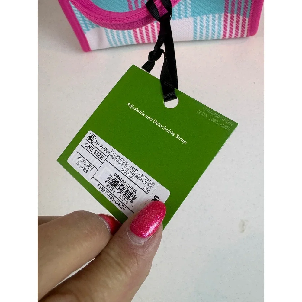 Kate Spade New York Target Pink Plaid Knit Mini Tote Crossbody Bag New - Picture 9 of 11